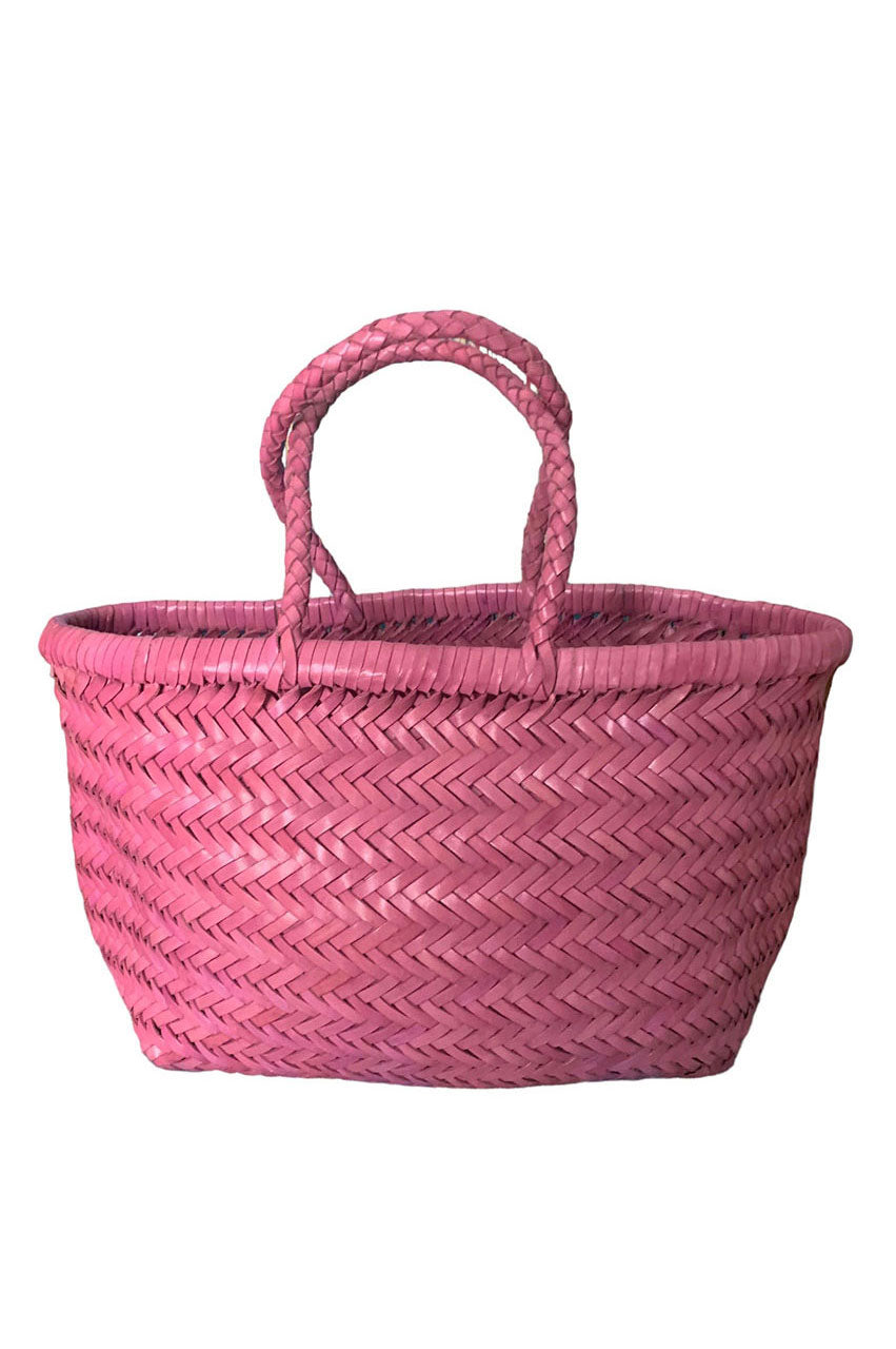 Handwoven Leather Bag - Pink