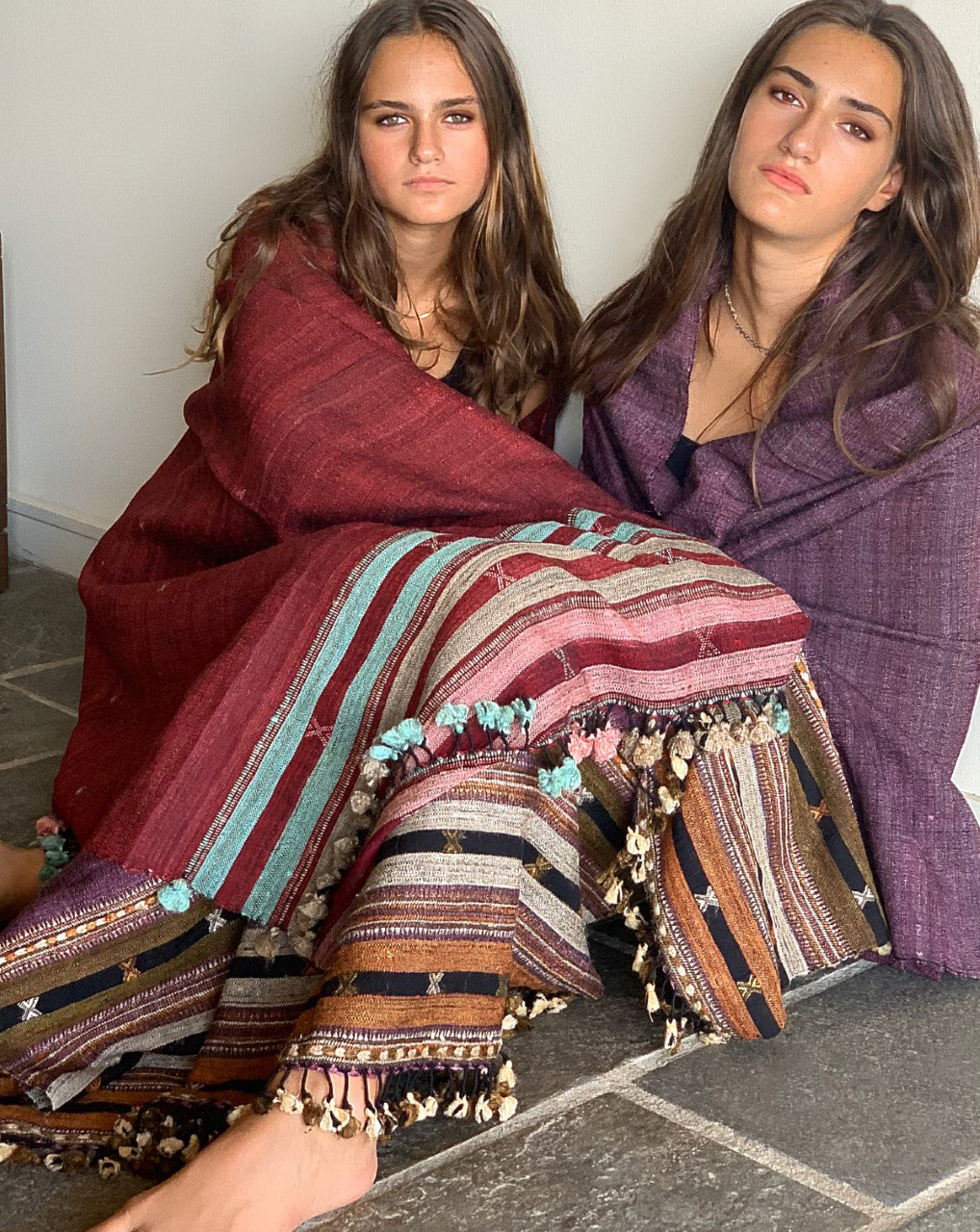 Marianne maroon shawl